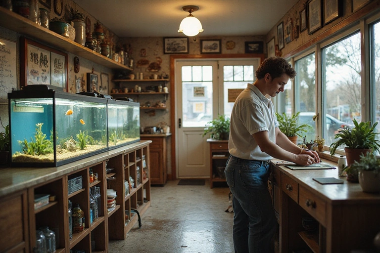 Early days of AquaWorld USA with a small fish tank