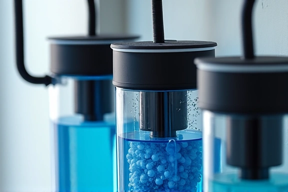 Modern aquarium filter system with tubes and media, close-up, clean and functional