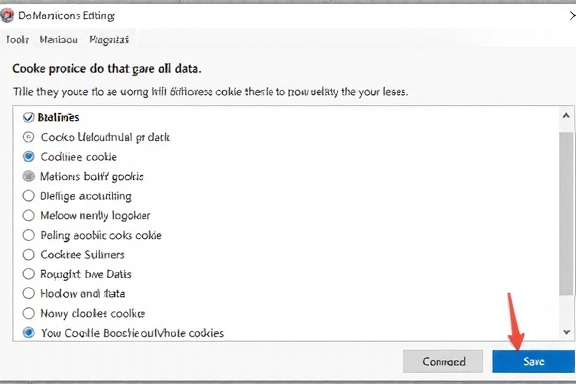 A detailed illustration of a browser settings interface with options to manage cookie preferences, showing checkboxes for different cookie types and a 'Save Settings' button. The design is modern and user-friendly.