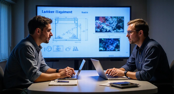 Person consulting about aquarium equipment