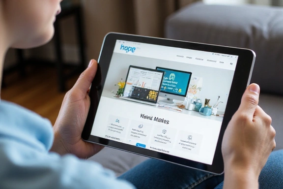 User browsing website on a tablet